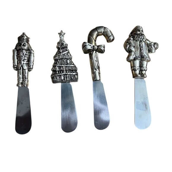 Wallace Christmas Spreader Set Of 4 Stainless Steel &‎ Zinc Handles - Picture 2 of 8